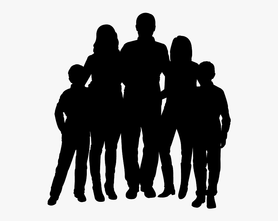 Family Of 5 Silhouette, Transparent Clipart