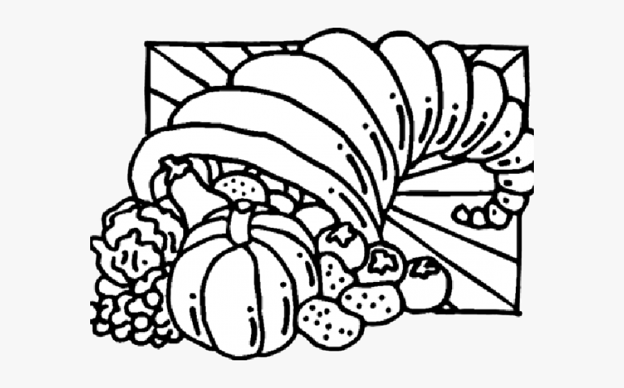 Cornucopia Clipart Bountiful - Kids Thanksgiving Coloring Pages, Transparent Clipart