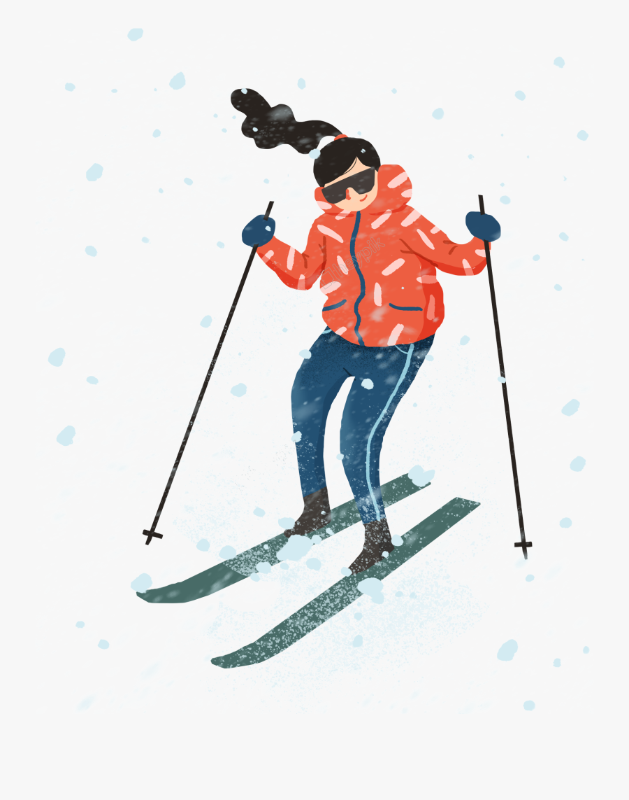 Cartoon Heavy Snow Illustration Character Png And Psd - رسوم التزلج, Transparent Clipart