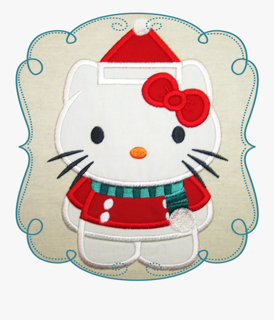 Christmas Kitty - Machine Embroidery Patch Work, Transparent Clipart