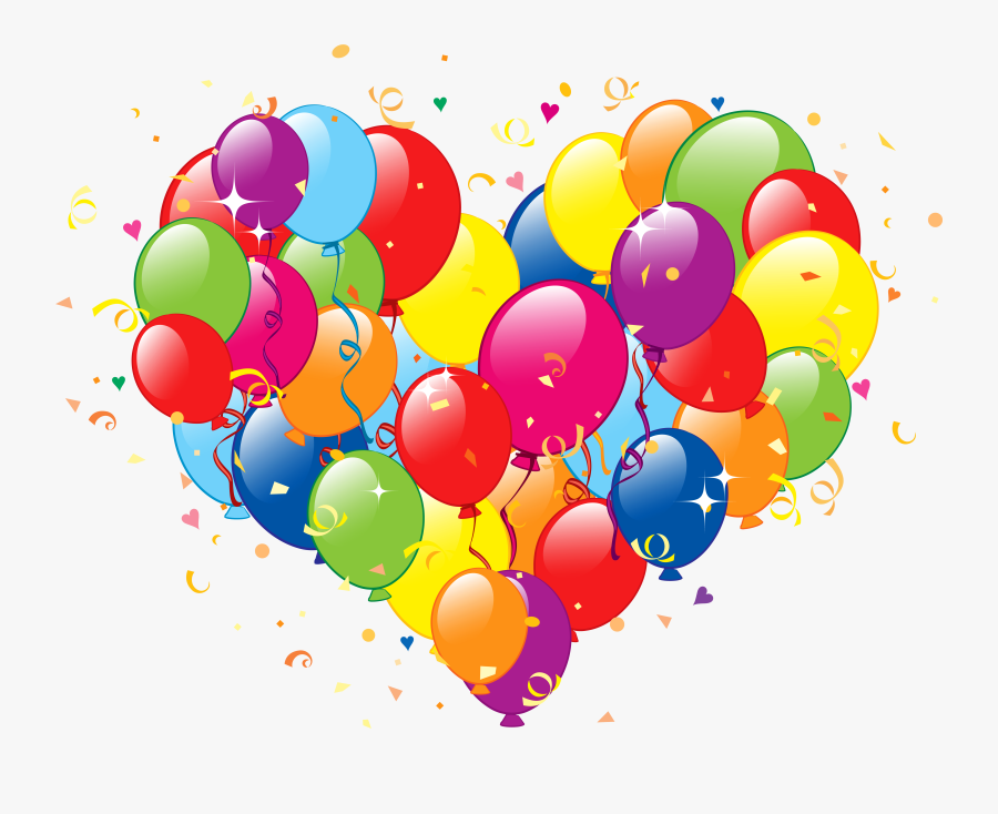 Birthday Heart Balloons Png , Png Download - Birthday Balloons With Hearts, Transparent Clipart