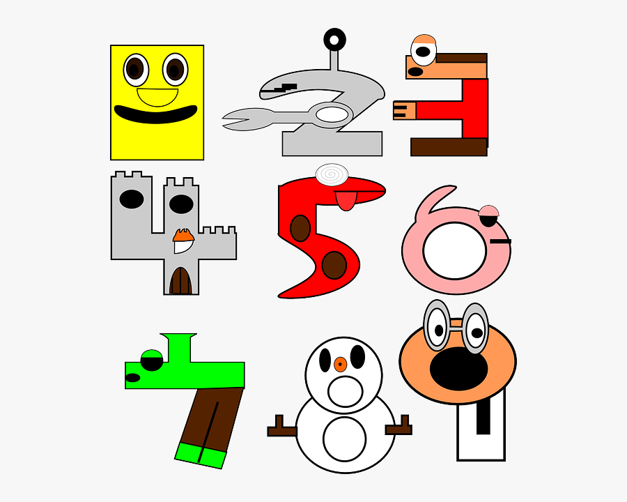 Kids Numbers, Digits, Funny, Kids - Numbers Clip Art, Transparent Clipart
