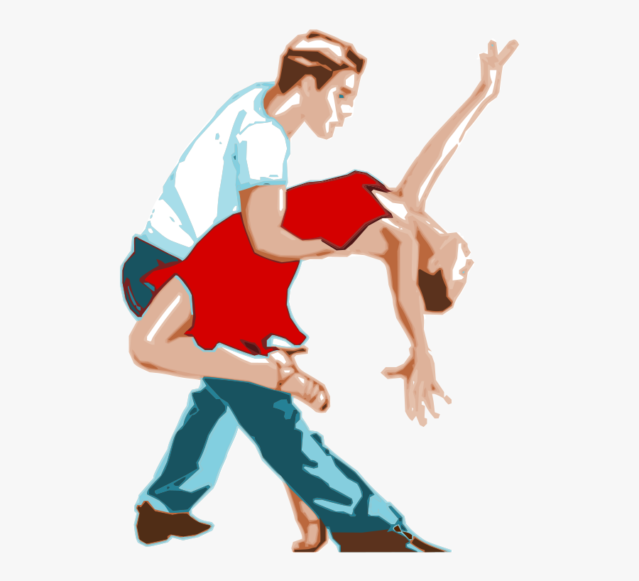Dancers With Red Dress Clip Art - Salsa Dancing Cartoon, Transparent Clipart