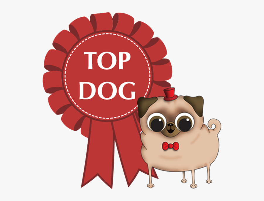 Cartoon Dog Wearing Top Hat With Top Dog Rosette - Top Dog Clipart, Transparent Clipart