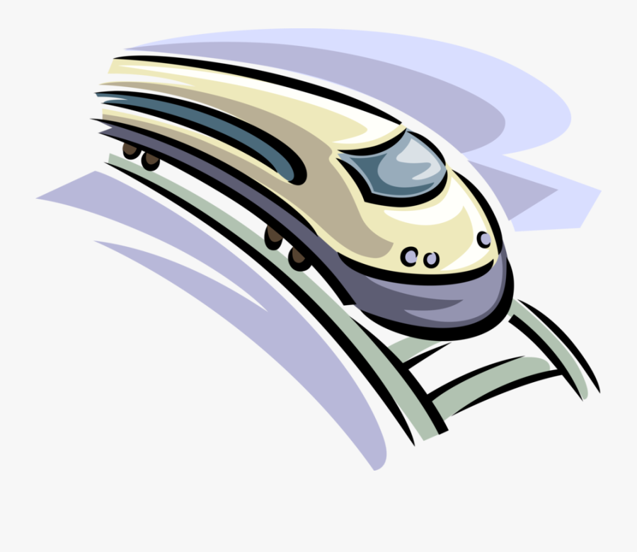 Vector Illustration Of High Speed Bullet Train Rail - Illustration, Transparent Clipart