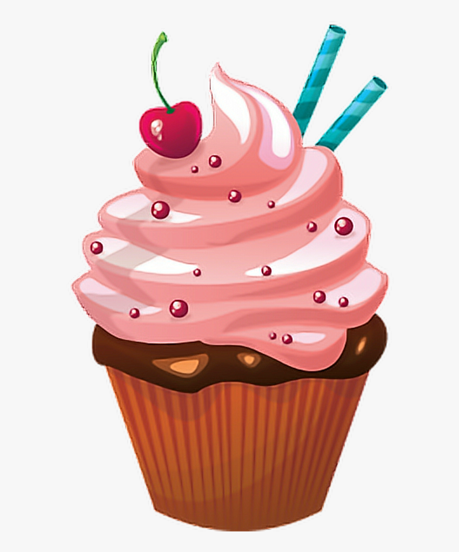 Cake Cupcakesticker Pretty Iloveyou - Cartoon Cupcake Transparent Background, Transparent Clipart