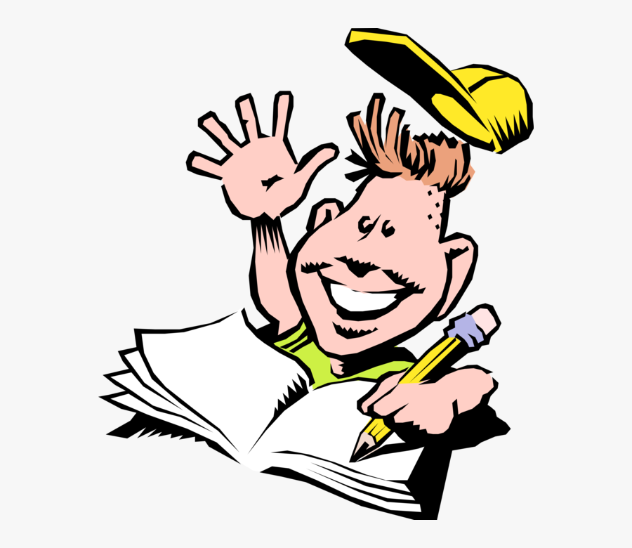 Vector Illustration Of Student With Pencil And Workbook - Rapport De Stage, Transparent Clipart