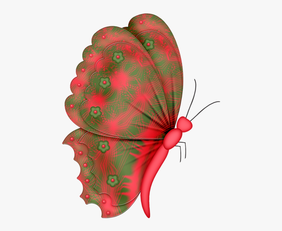 Red And Green Butterfly Clipart , Png Download - Butterfly Side View Clipart, Transparent Clipart