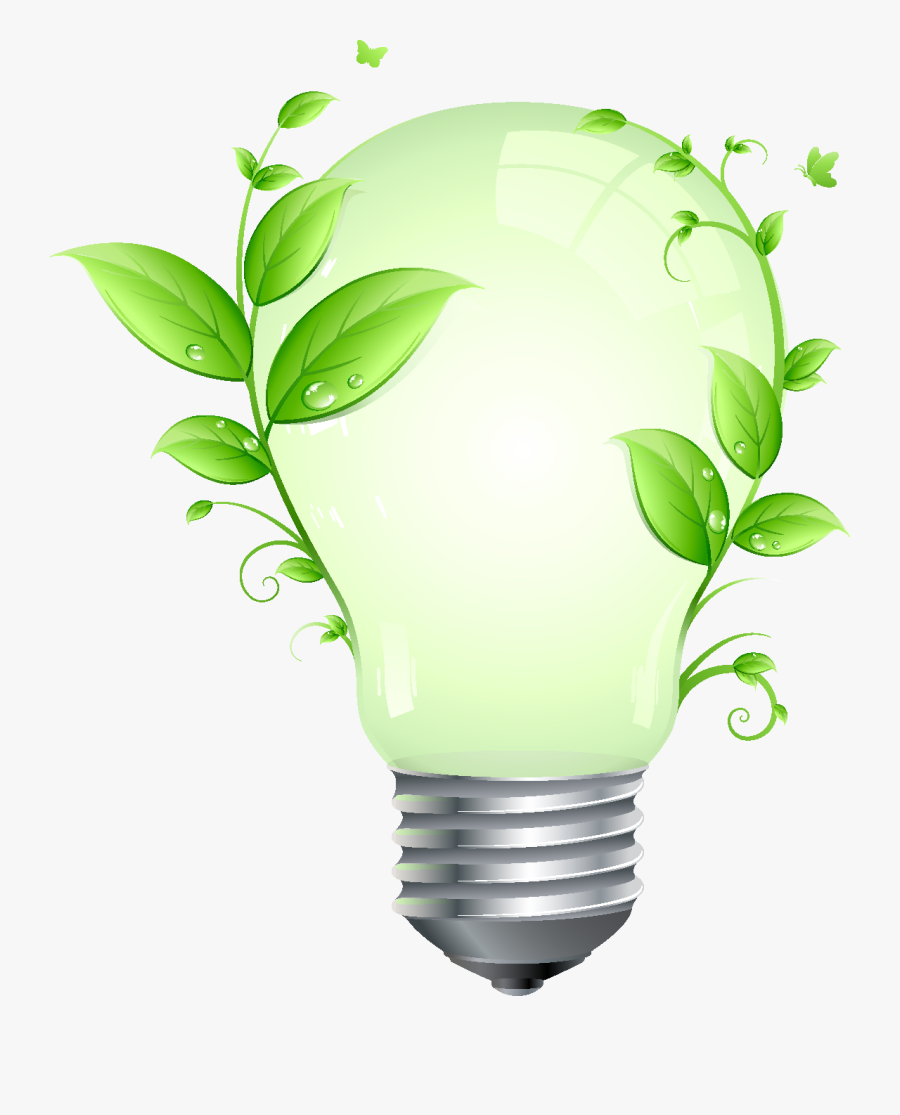 Green Leaf And Energy Saving Lamp Vector Png - 地球 熄灯 一 小时, Transparent Clipart
