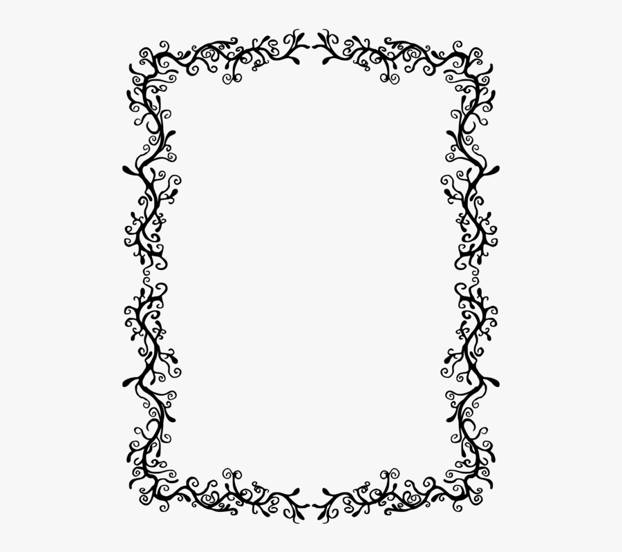 Picture Frame,line Art,flower - Black And White Floral Border, Transparent Clipart