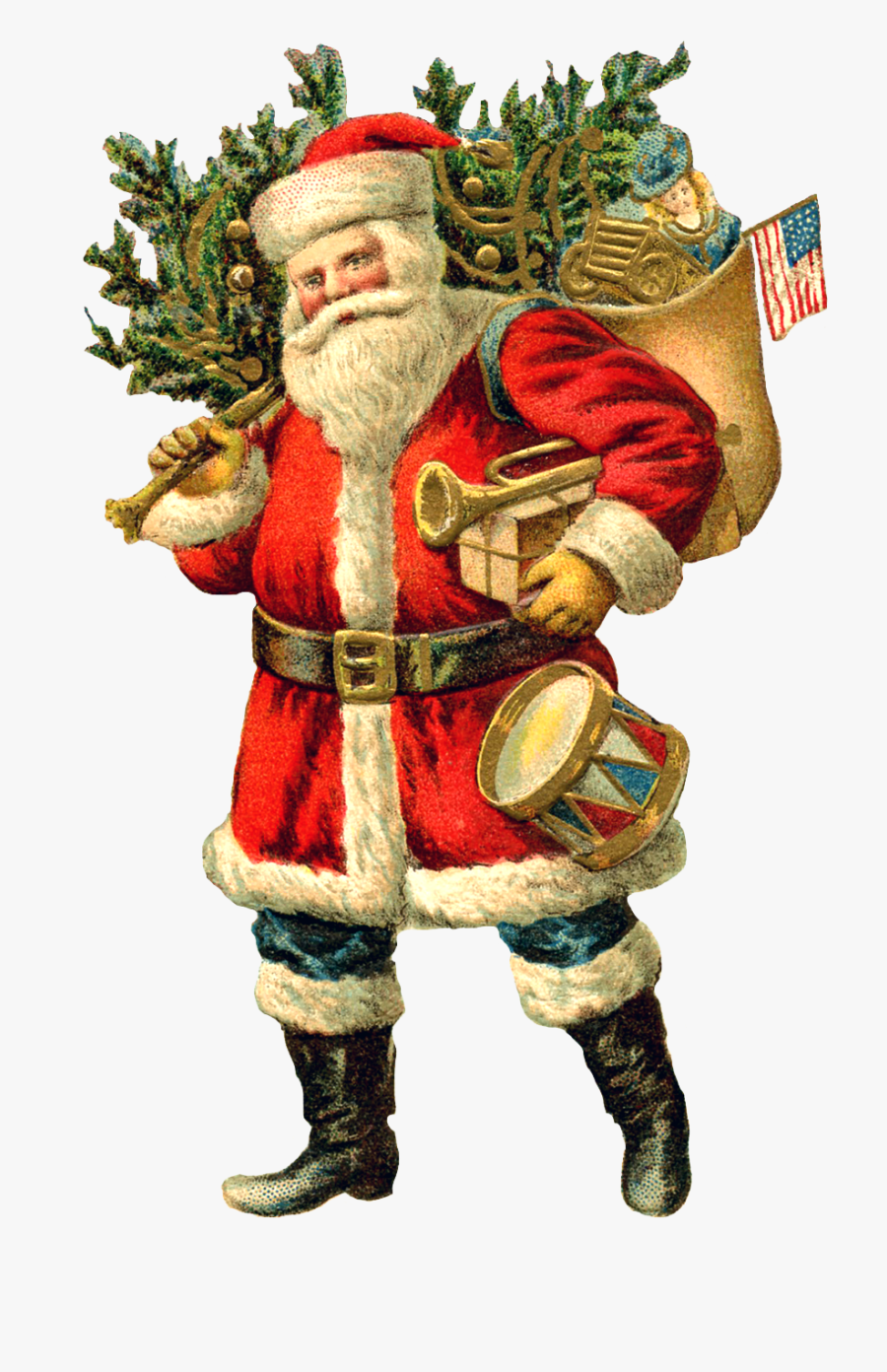 Transparent Vintage Santa Claus Clipart - Père Noël Vintage, Transparent Clipart