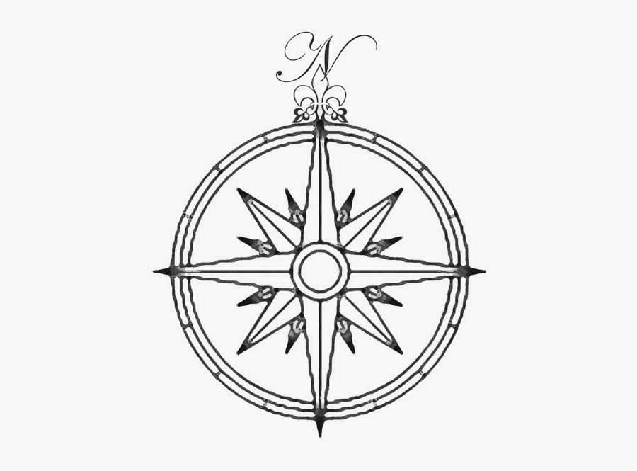 Compass Drawing - Traditional Compass Tattoo Design, Transparent Clipart