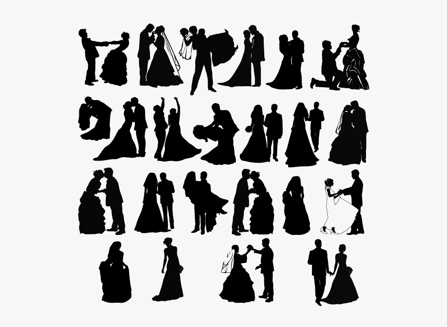 Transparent Couple Silhouette Png - Wedding Couple Silhouette Cute, Transparent Clipart