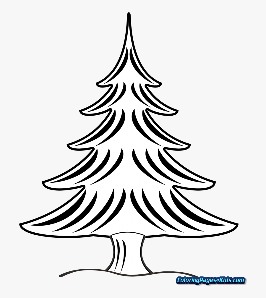 Christmas Tree With Presents Coloring Pages For Kids - Gambar Sketsa Pohon Natal, Transparent Clipart