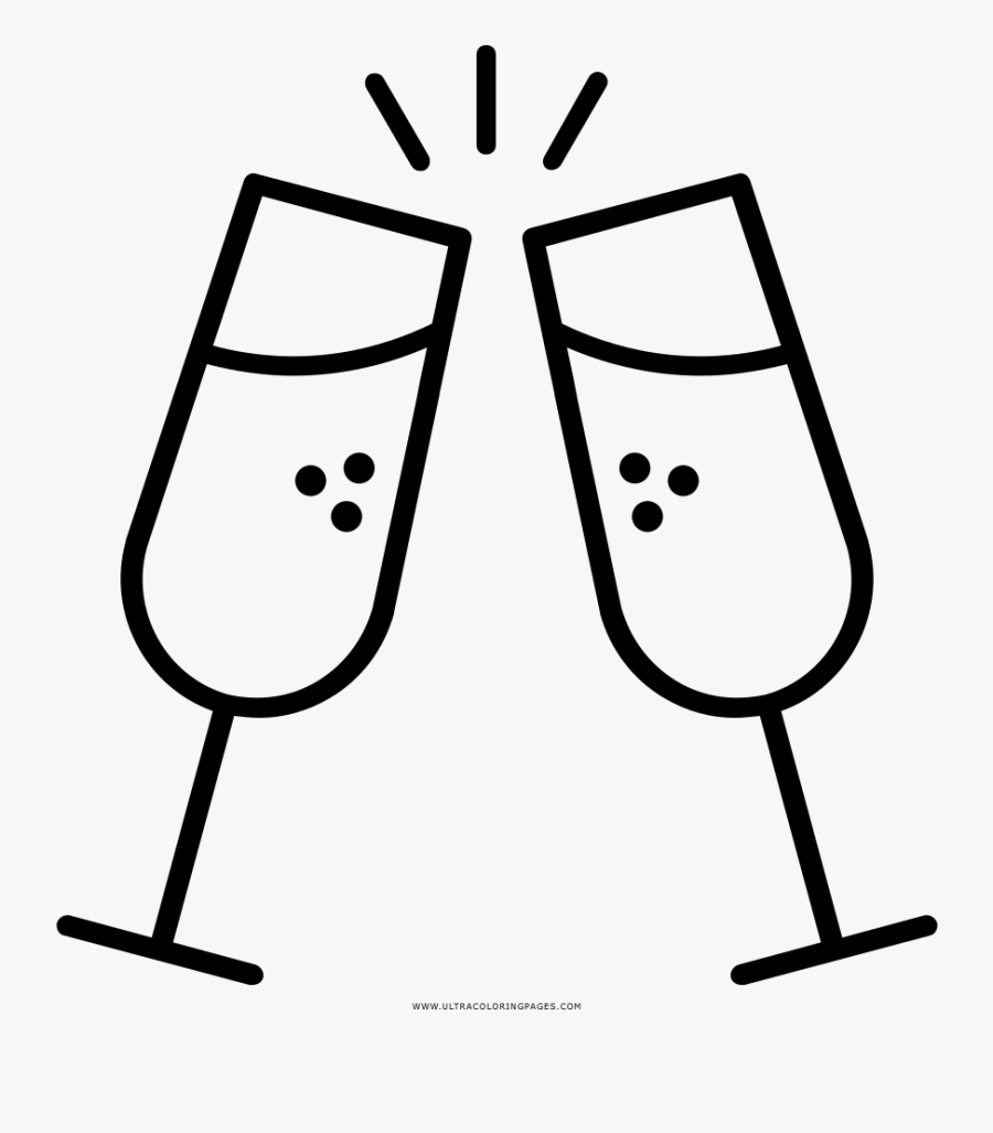 New Years Eve Coloring Page - Champagne Glass Icon, Transparent Clipart