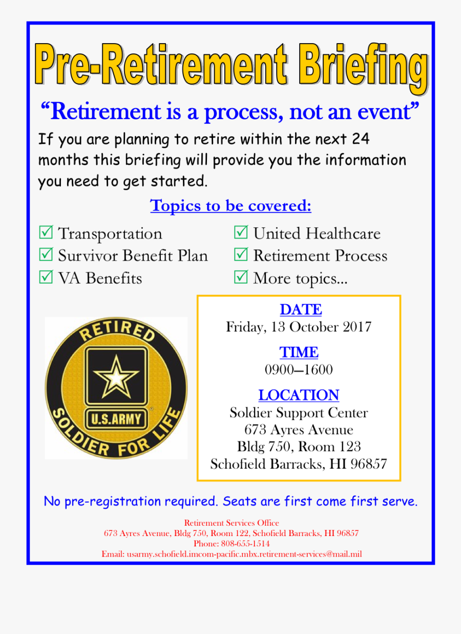 Clip Art Pre Briefing Retiree News - Army, Transparent Clipart