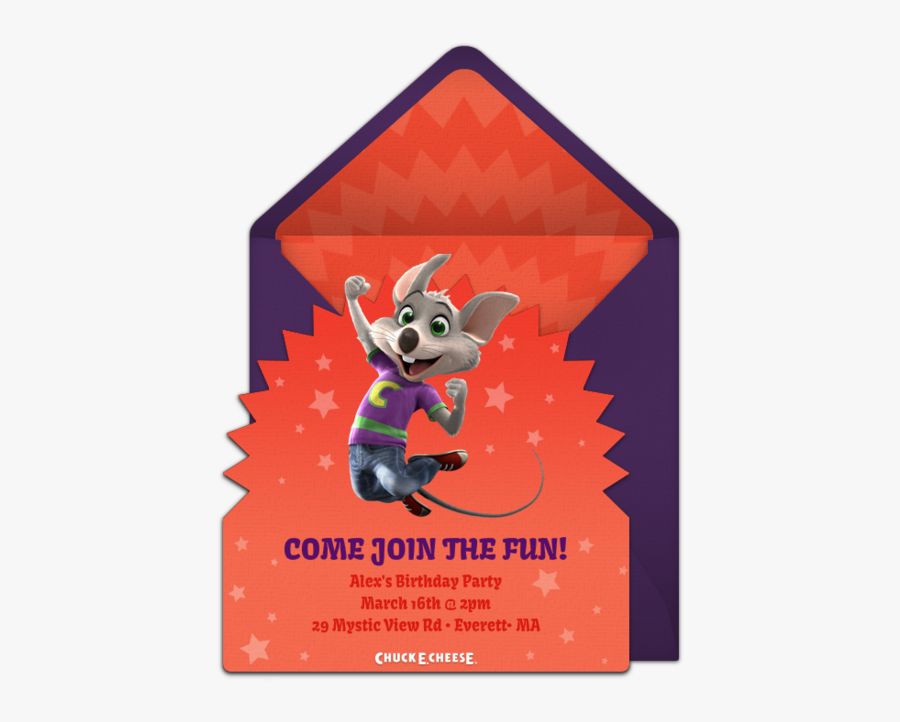 Chuck E Cheese Invitations, Transparent Clipart