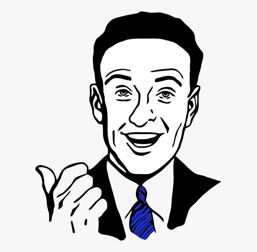 Pointing Man 2 - Man Face Clipart Black And White, Transparent Clipart