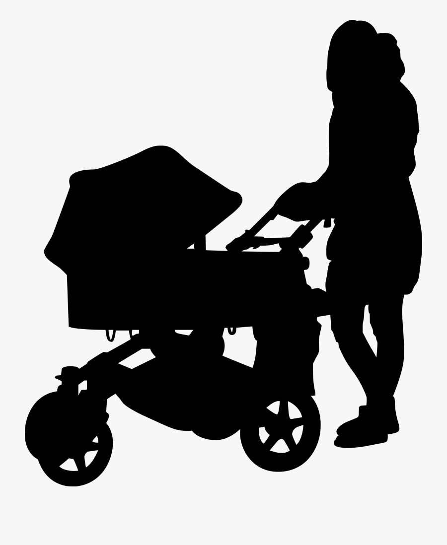 Silhouette Human Baby Carriage, Transparent Clipart
