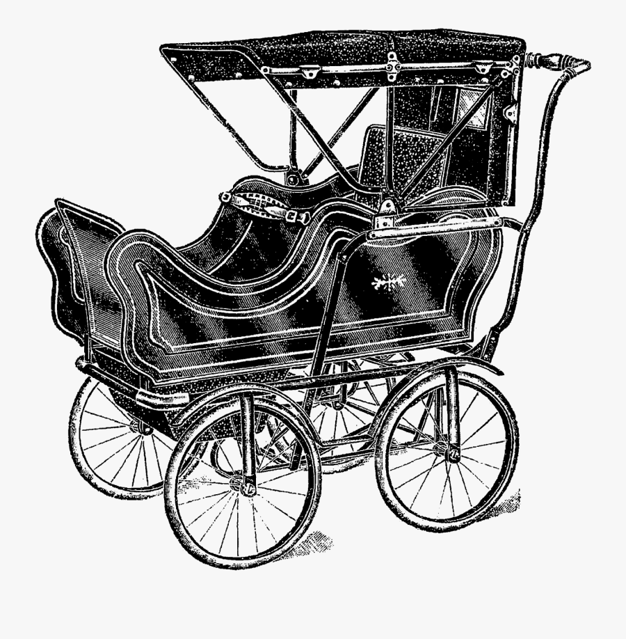 1913 Illustration Baby Carriage Image Transfer - Vintage Carriage Png, Transparent Clipart