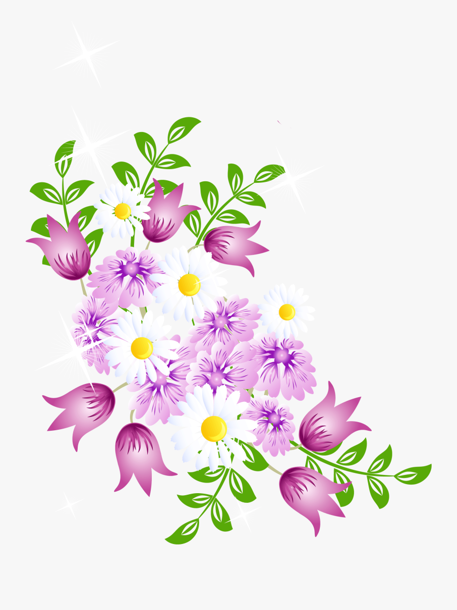 Spring Flower Border Clipart - Flowers Corner Vector Png, Transparent Clipart