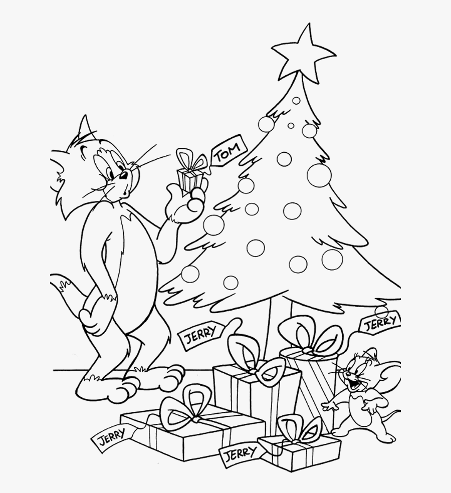 Tom And Jerry Christmas Color Pages - Coloring Tom And Jerry, Transparent Clipart