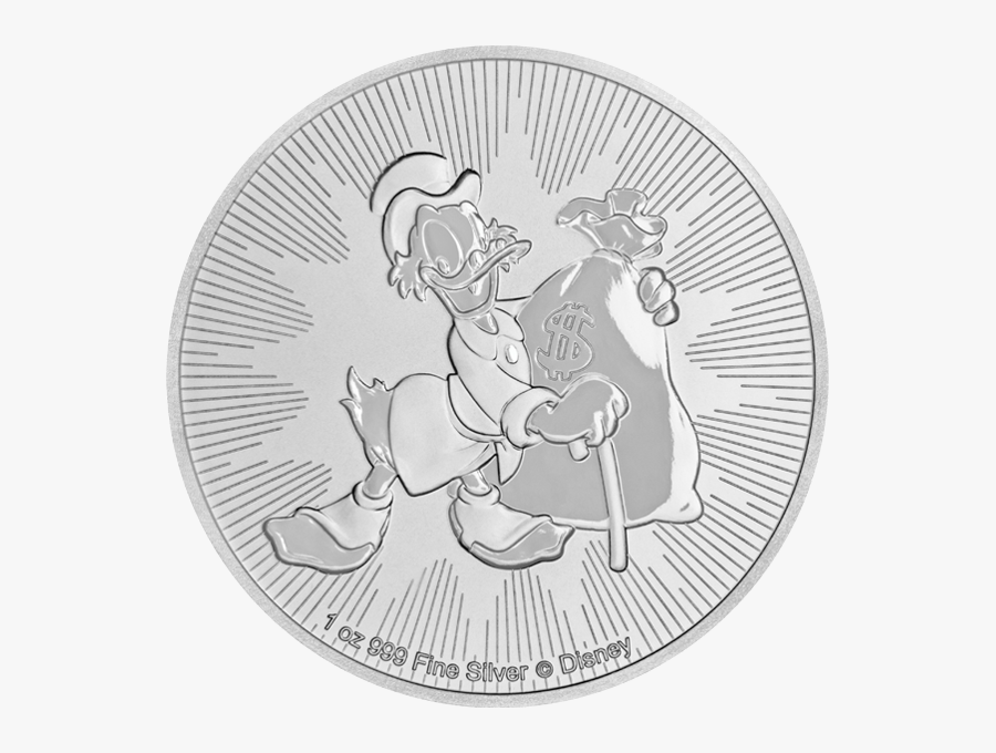 Niue Silver Scrooge Mcduck Front - Scrooge Mcduck Silver Coin, Transparent Clipart