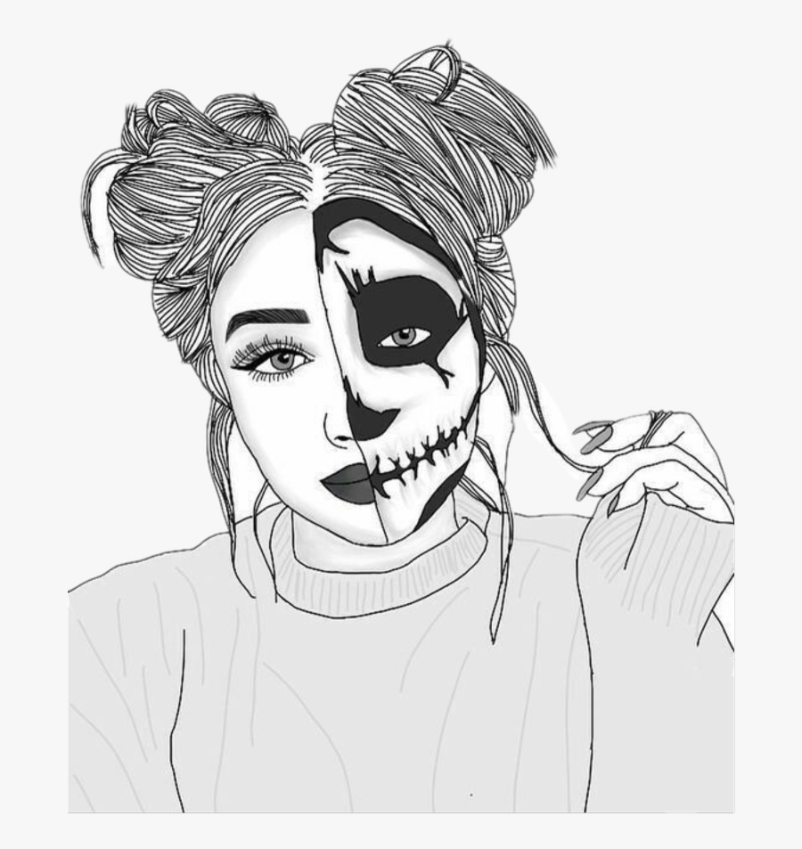 Outline Gif Cute Drawings Of Girls- - Cute Drawings Of Girls, Transparent Clipart