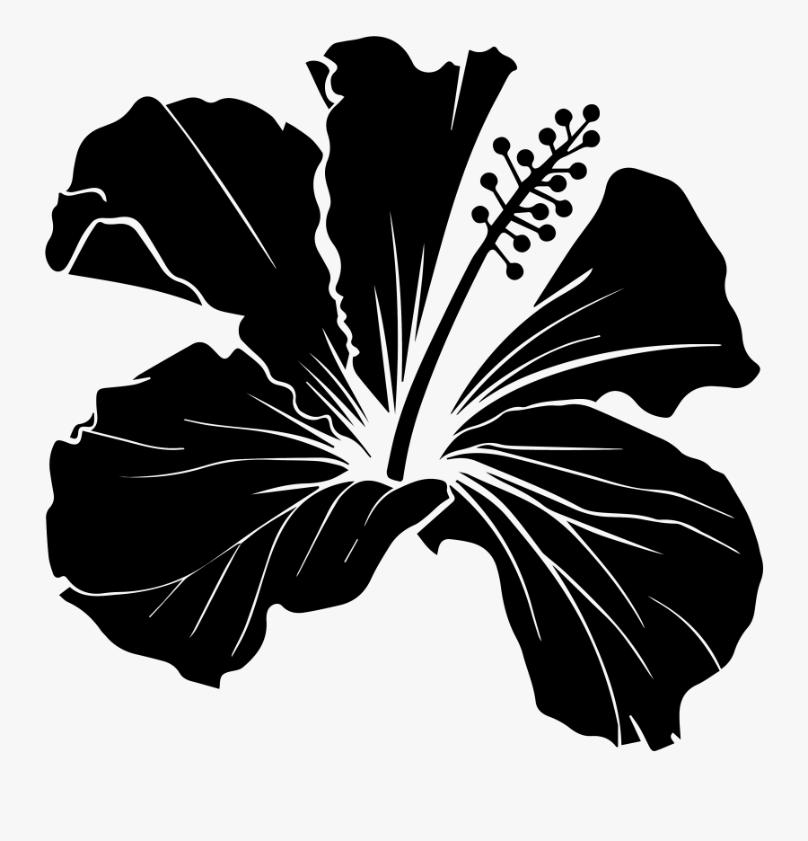 Hawaiian Hibiscus Laser Cut Silhouette V - Hibiscus Black And White Silhouette, Transparent Clipart