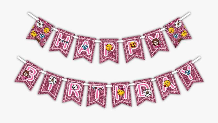 Girl Pink Glitter Emoji "happy Birthday, Transparent Clipart