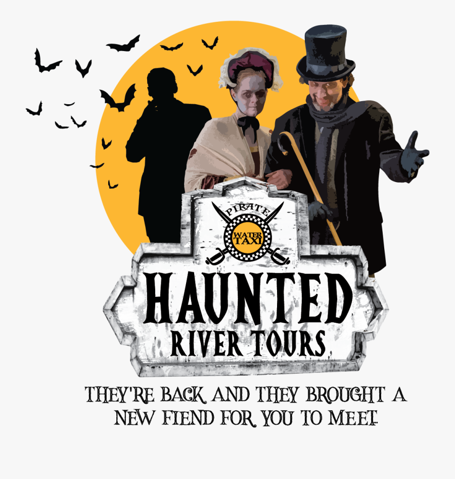 Haunted River Tours Logo With Hosts - Poster, Transparent Clipart