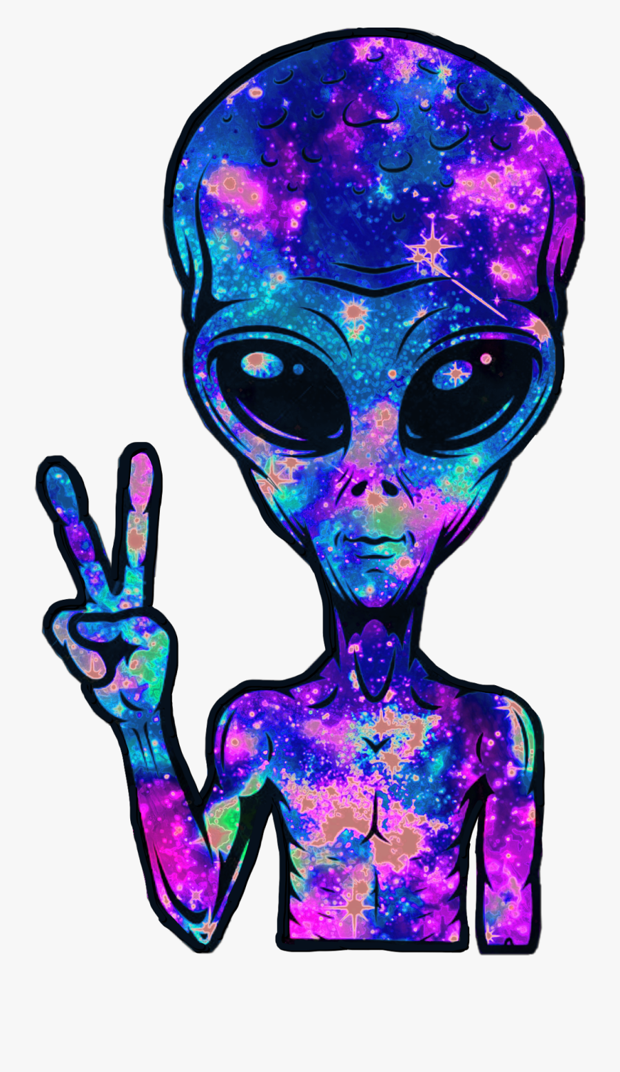 #alien #aliens #galaxy #peace #colorful #space - Alien, Transparent Clipart