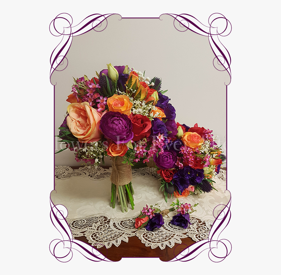 Clip Art Purple Orange Wedding - Artificial Unusual Crystal Wedding Bouquets, Transparent Clipart