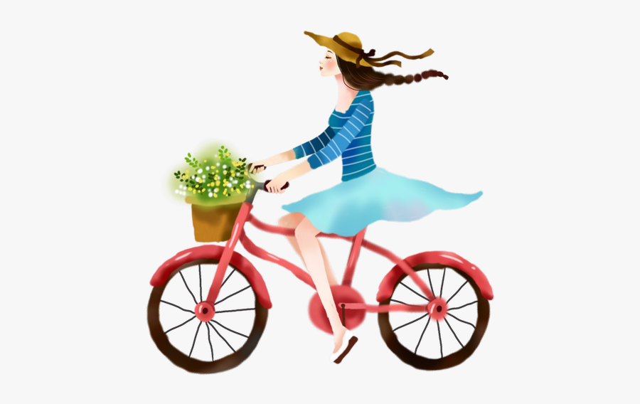 Bicycle Illustration Cartoon Riding - Cartoon Riding A Bike, Transparent Clipart