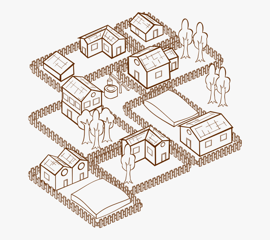 Outline Of A Village, Transparent Clipart