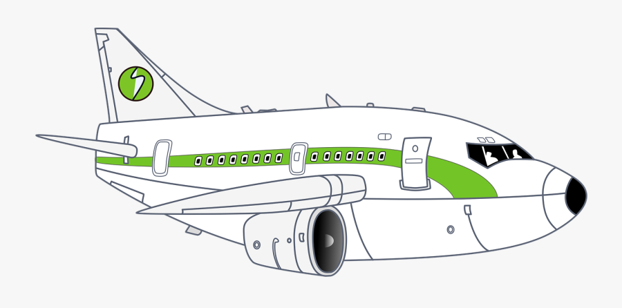 Airplane White Green Free Picture - Narrow-body Aircraft, Transparent Clipart