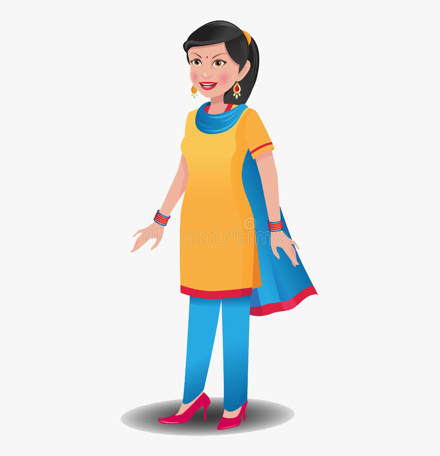 Kurtis With Bottom - Indian Women Suit Vector, Transparent Clipart