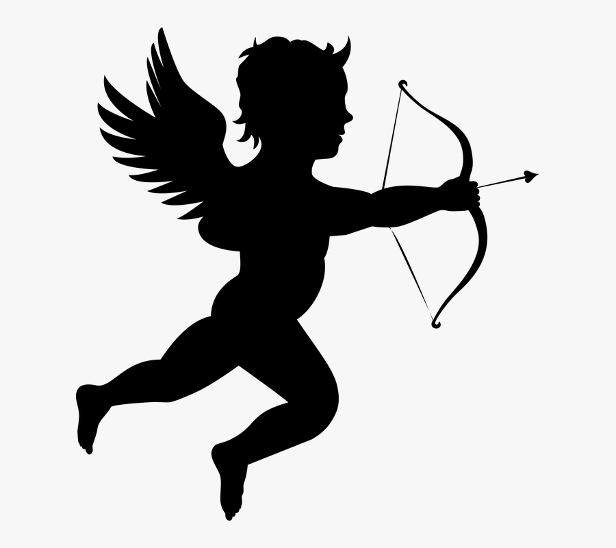 Angel, Arrow, Bow, Cartoon, Cherub, Chubby, Cupid - Cupid Silhouette Png, Transparent Clipart