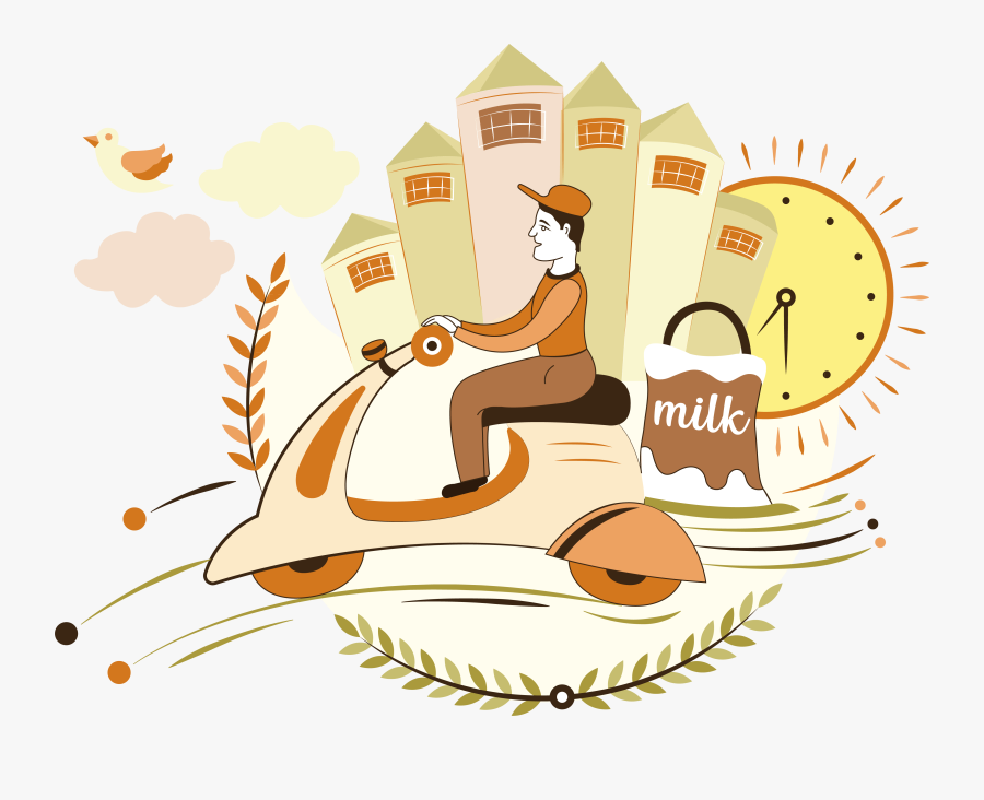 Farmer - Milk Delivery Boy Cartoon, Transparent Clipart