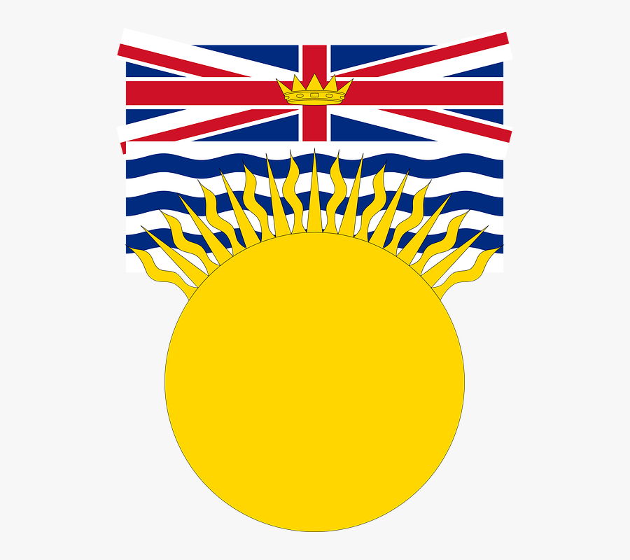 Flag, British, Columbia, Sun, Rays, Canada - British Columbia Provincial Flag, Transparent Clipart