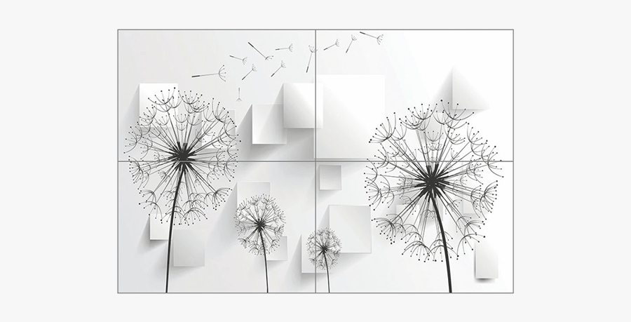 Wallpaper Poster 4 Pcs - Giấy Dán Tường Hoa Bồ Công Anh, Transparent Clipart