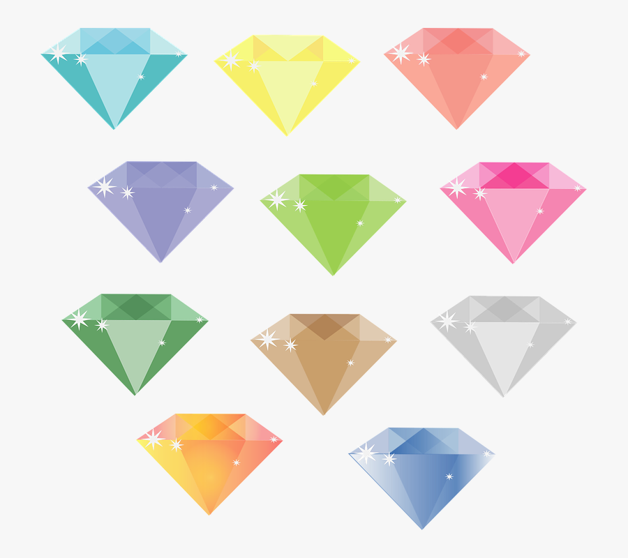 Diamond, Gems, Jewellery, Stone - Simple Diamonds, Transparent Clipart