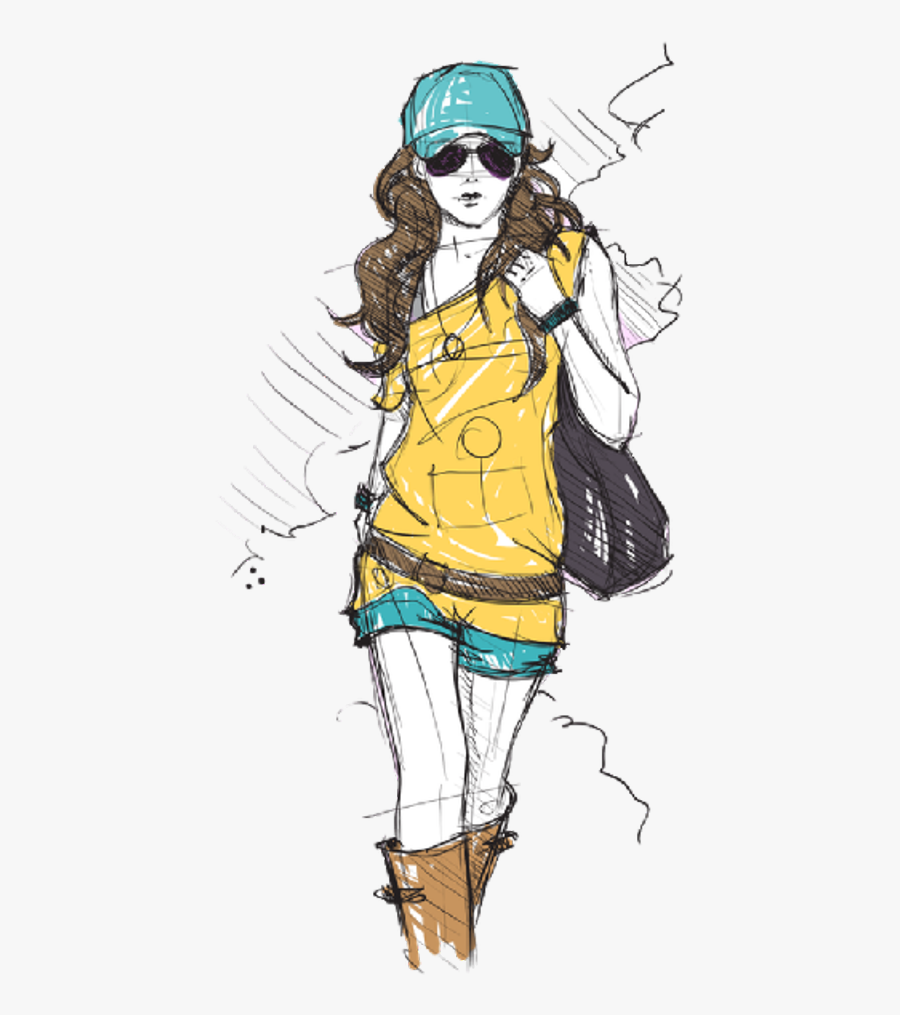 Fashion Girl Sketch Clipart , Png Download - Fashion Girl Clipart Png, Transparent Clipart
