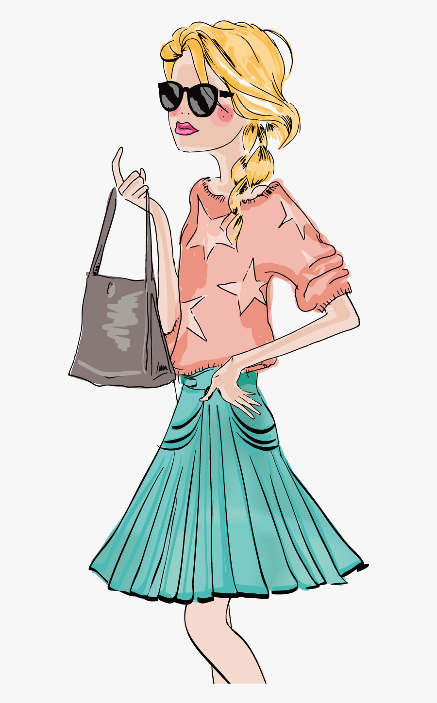 Black And White Download Collarbone Drawing Fashion - Rich Girl Png, Transparent Clipart