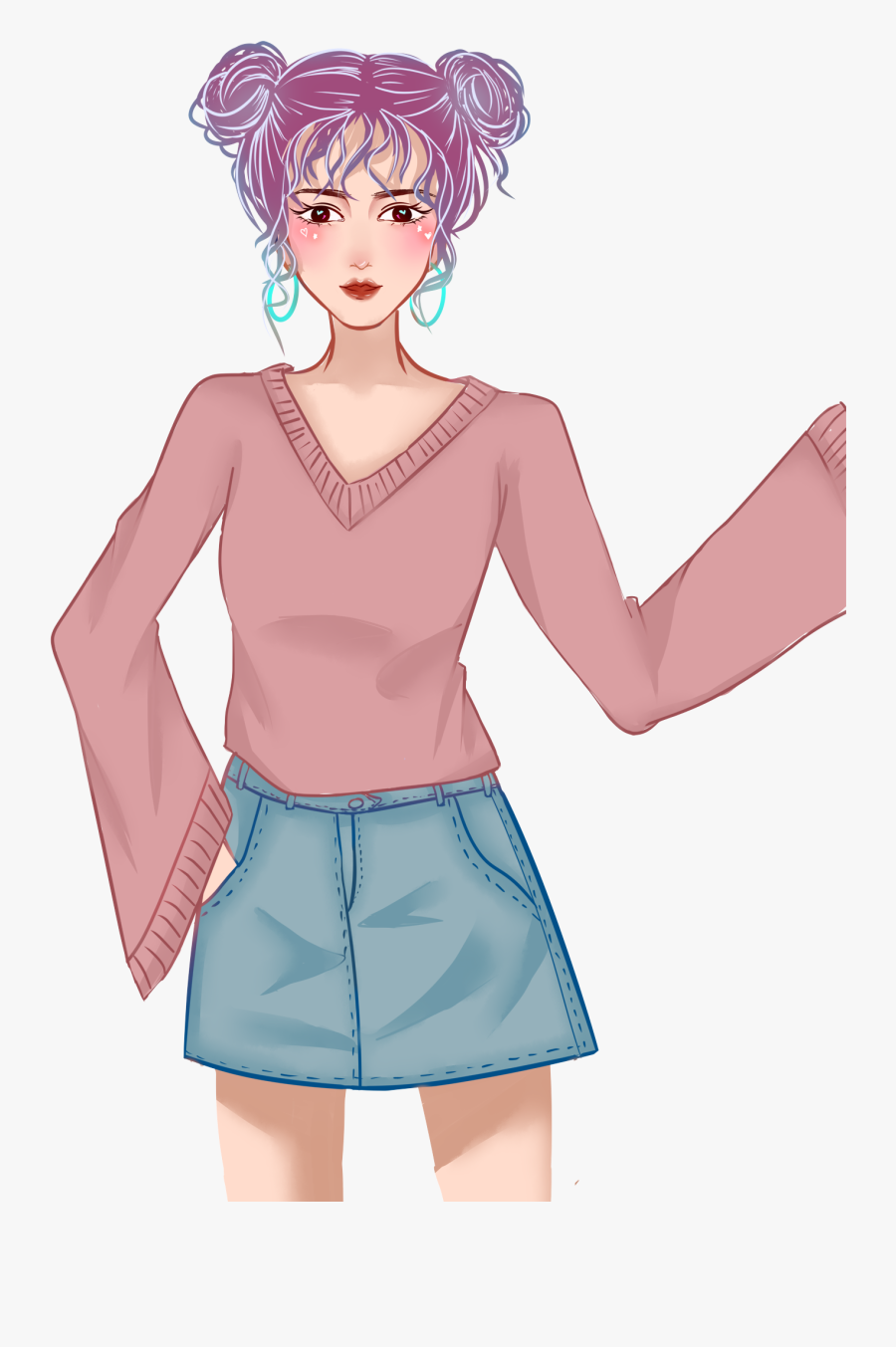 Cartoon Fashion Shopping Girl Png And Psd - Miniskirt, Transparent Clipart