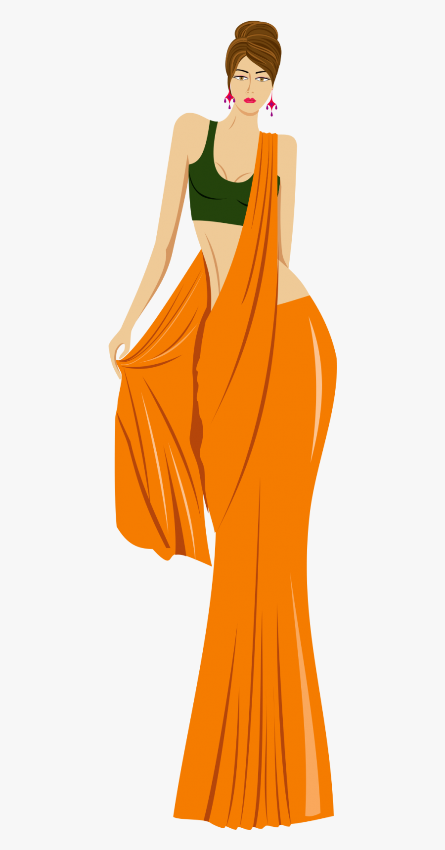 Woman In Saree Png Image Free Download Searchpng - Cartoon Images Of Saree, Transparent Clipart