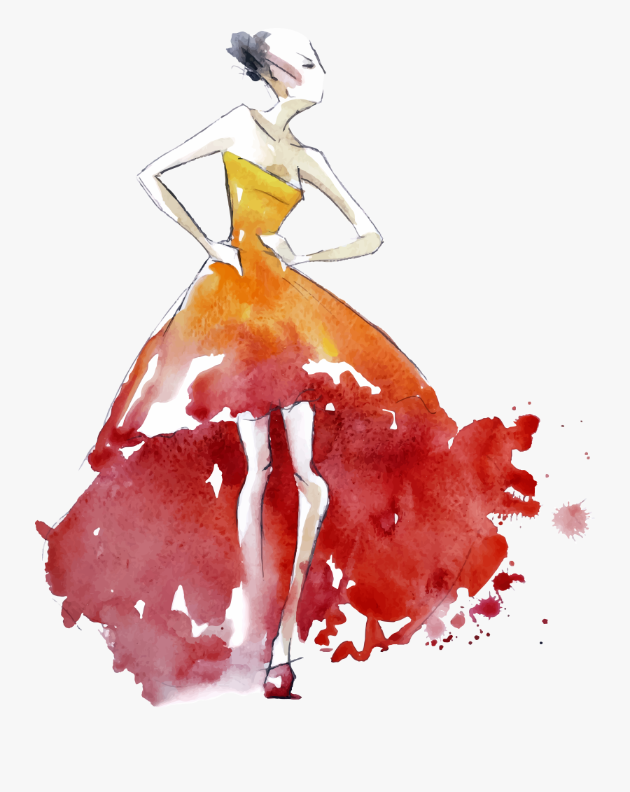 Fashion Haute Illustration Abstract Couture Design - Women Fashion Design Drawing, Transparent Clipart