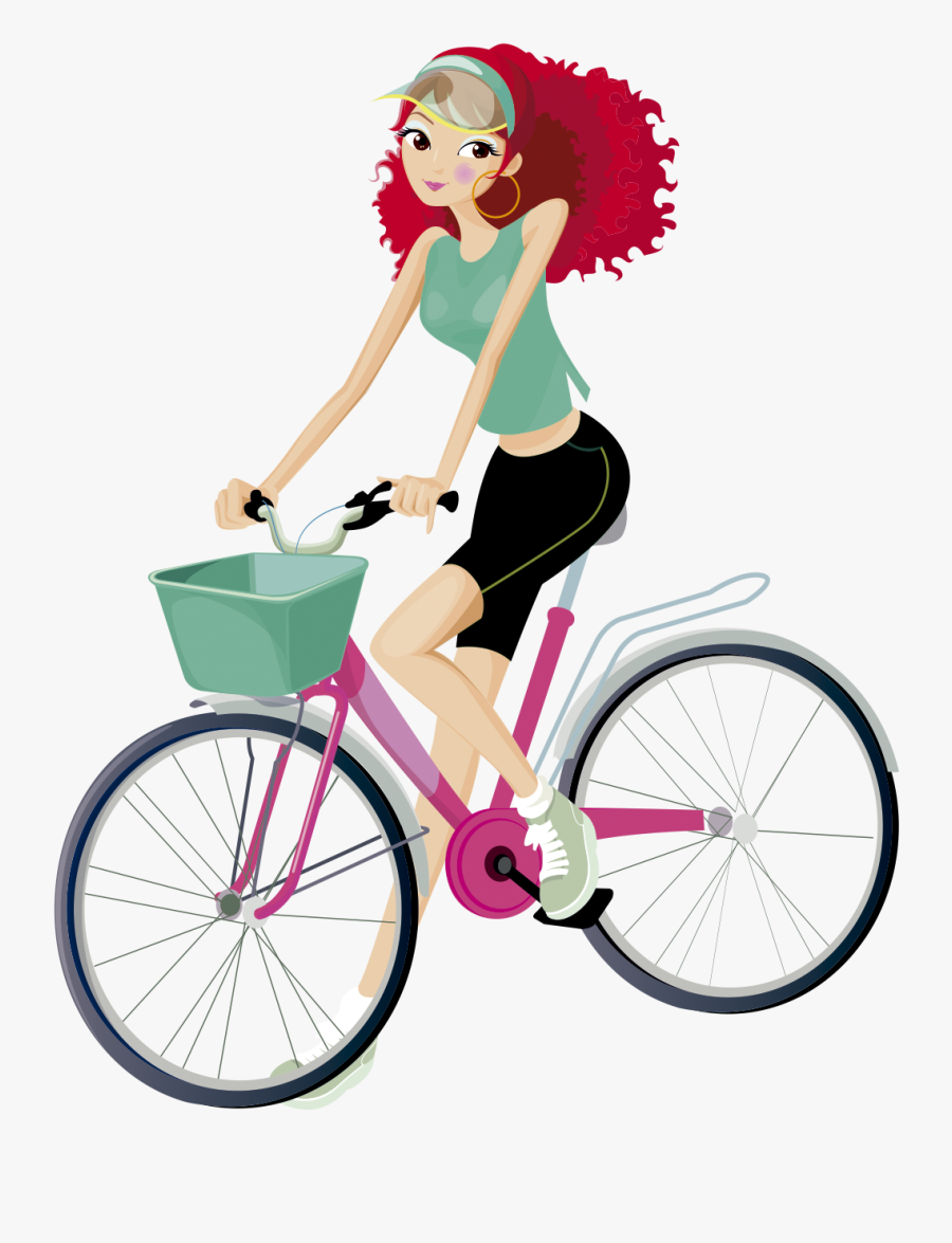 Mujer Pelirroja En Bicicleta Bicycle Print, Bicycle, Transparent Clipart