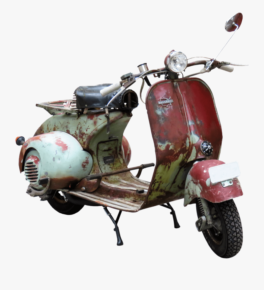 Old Rusty Moped - Old Model Scooter Png, Transparent Clipart