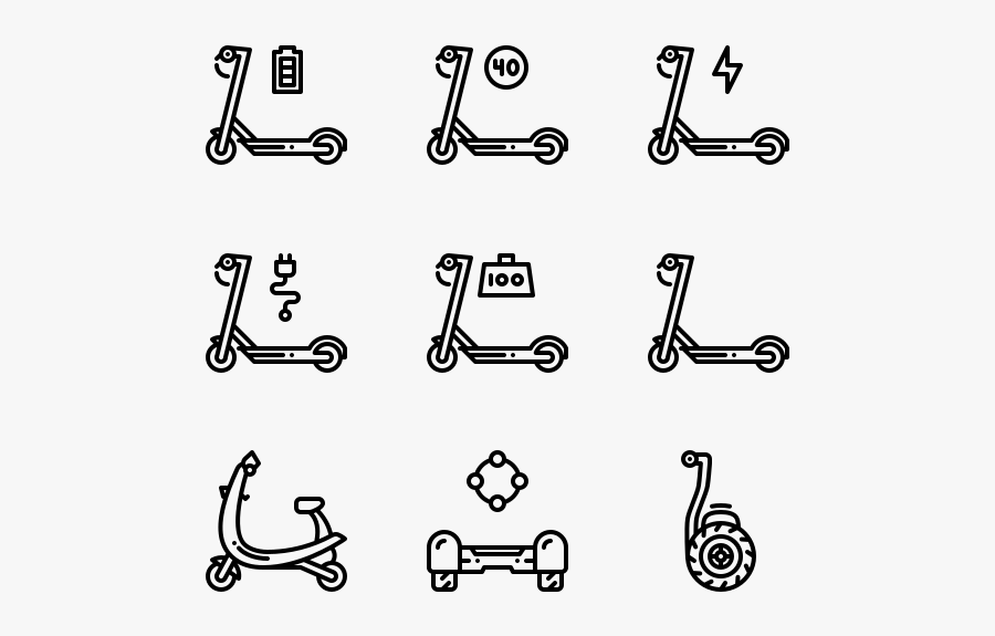 Electric Scooter - Tailoring Icons, Transparent Clipart